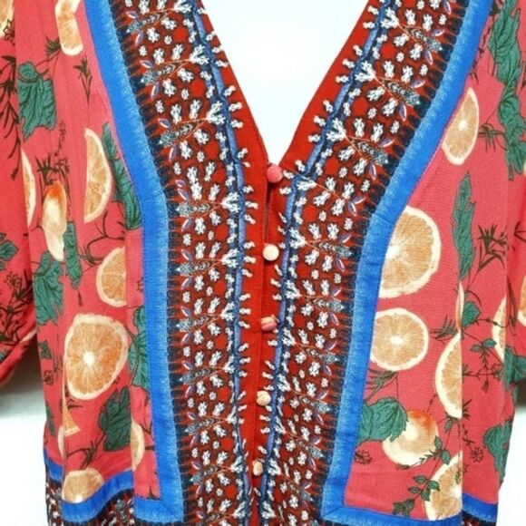 FREE People Freshly Squeezed Orange V-neck Tunic - Picture 5 of 8